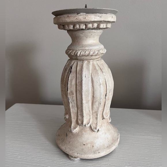 Other - Distressed Tabletop 8” Candlestick Holder and 7-1:2” Pillar Candle
